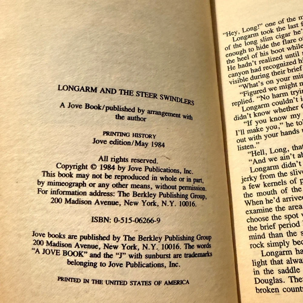 3 Longarm Western Books Tabor Evans 64 65 66 Cattle Baron Steer Swindlers 1984